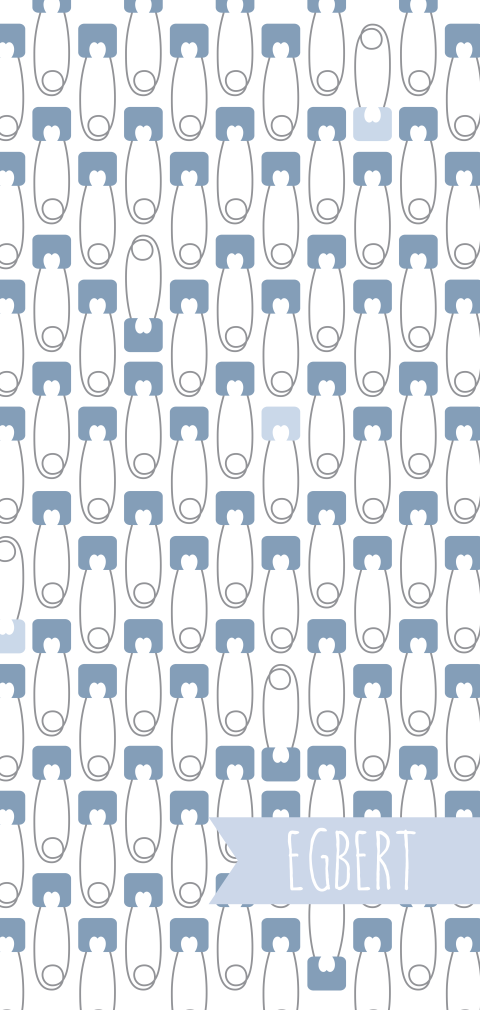 Stoer geboortekaartje met blauwe veiligheidsspelden