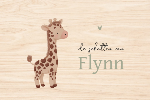 Houten memorybox met giraf en naam