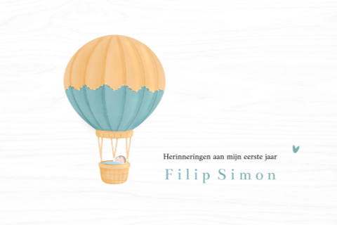 Memorybox luchtballon blauw en okergeel