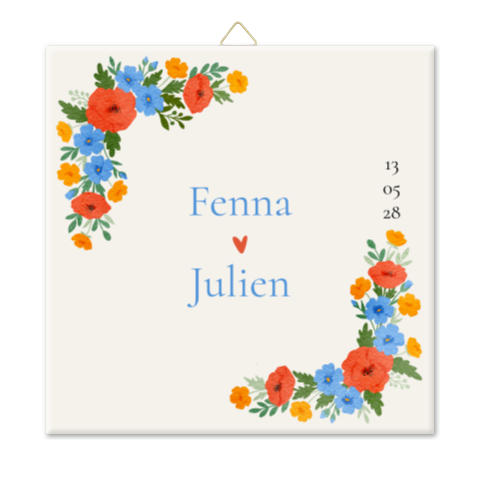 Huwelijkstegeltje veldbloemen kleurrijk