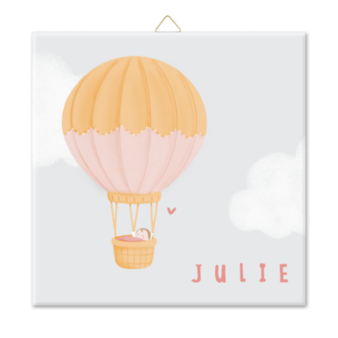 Geboortetegeltje roze luchtballon