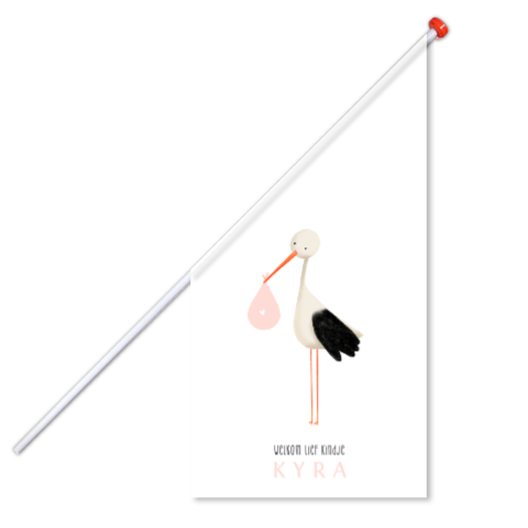 Geboortevlag met ooievaar voor de geboorte van jullie dochter