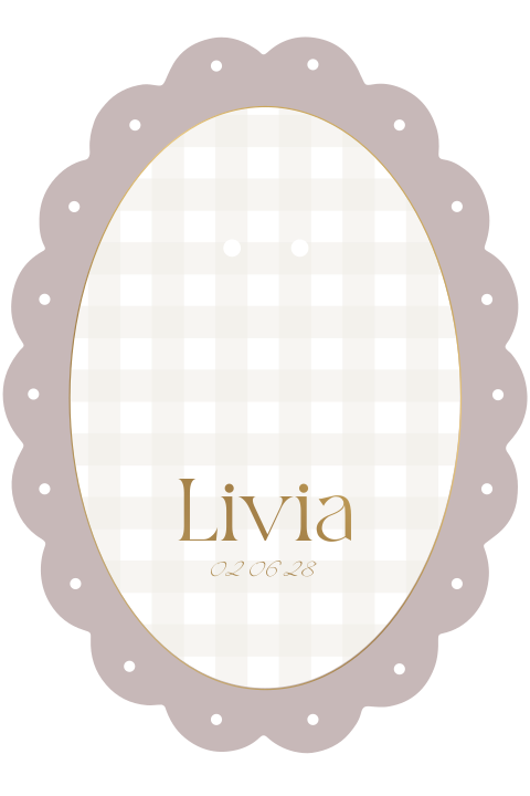 Lief meisjes geboortekaartje met ruitjes