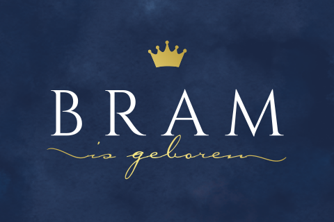 Stoer geboortekaartje jongen met goudfolie