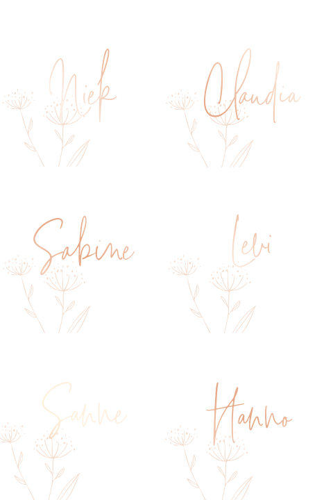 Naamkaartjes voor de bruiloft