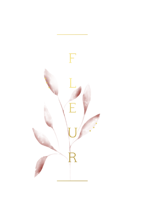 Lief geboortekaartje voor een meisje met roze takje en goudfolie