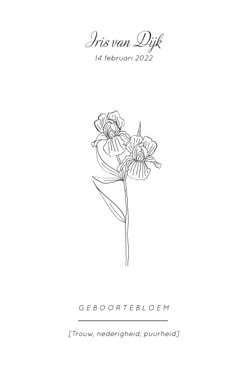 Geboortebloem poster babykamer februari