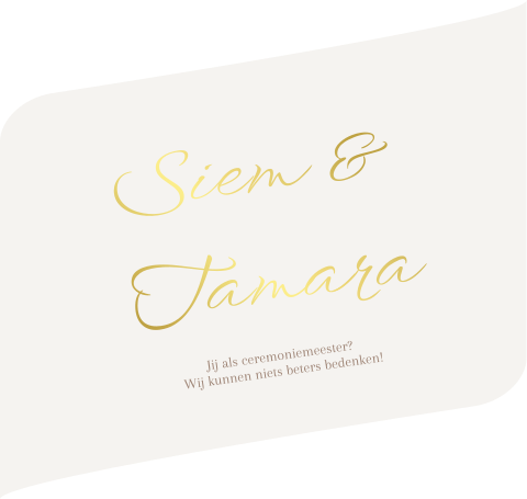 Wijnetiket golvend vraag ceremoniemeester met goudfolie