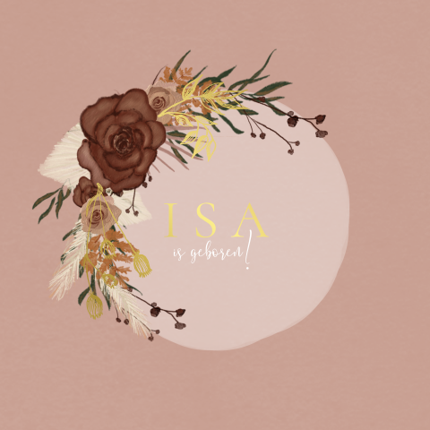 Lief geboortekaartje bloemen en goudfolie