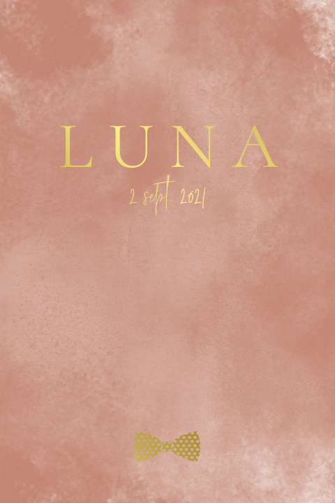 Lief geboortekaartje goudfolie terra roze