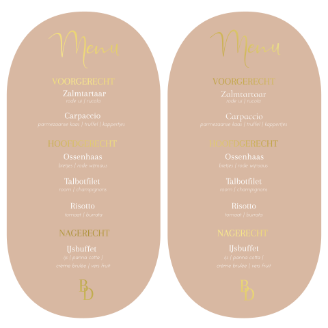 2 mooie menukaarten ovaal