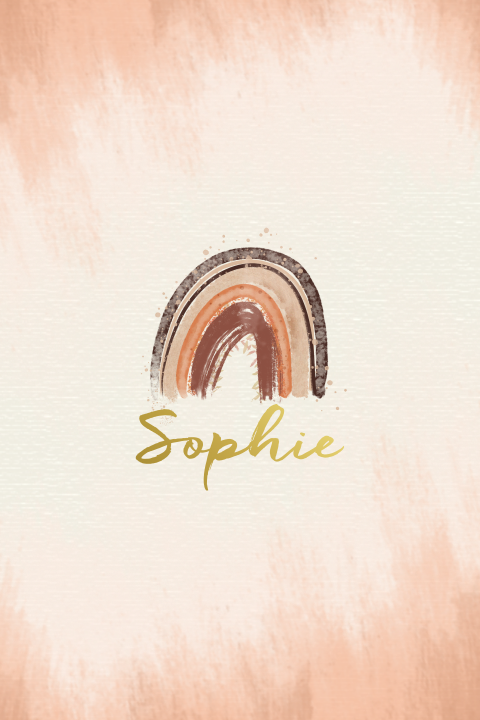 Geboortekaartje meisje met regenboog en goudfolie