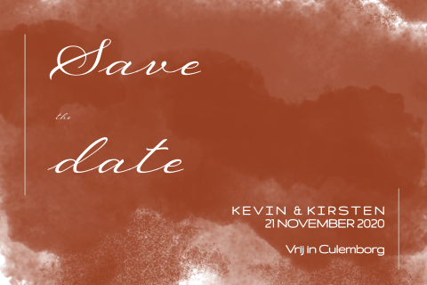 Minimalistische save the date met roest en wit