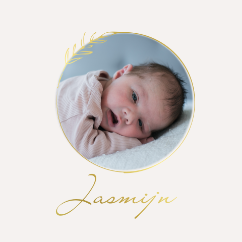 Kerst geboortekaart met ronde foto zelf bewerken