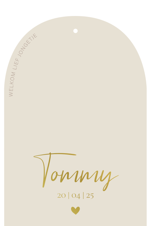 Boogvorm kaartje Tommy