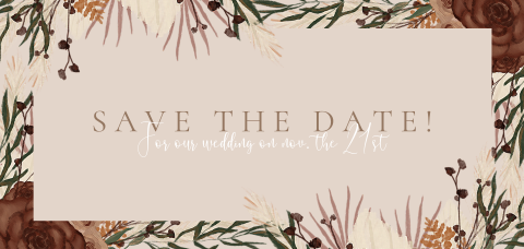 Mooie save the date met geschilderde bloemen