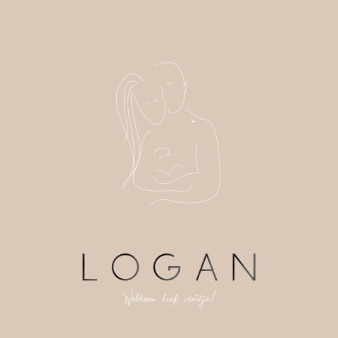 Lief geboortekaartje jongen met lijntekening