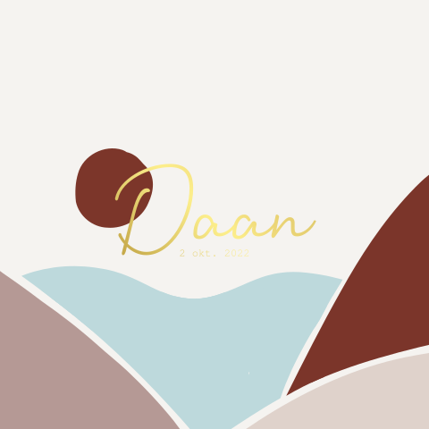 Abstract geboortekaartje jongen met goudfolie