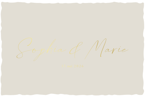 Scheprand geboortekaartje tweeling met goudfolie