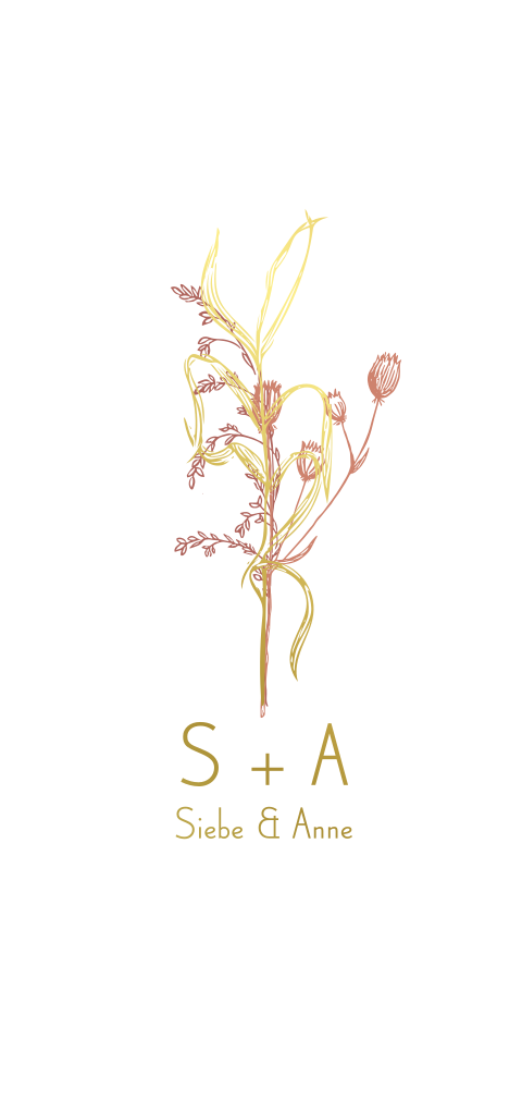 Minimalistische trouwkaart met takjes en bloemen