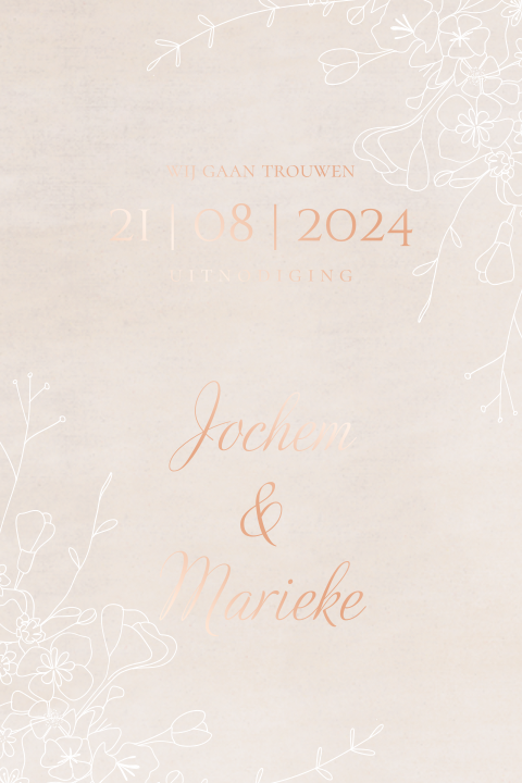 Chique structuur linnenlook trouwkaart met folie