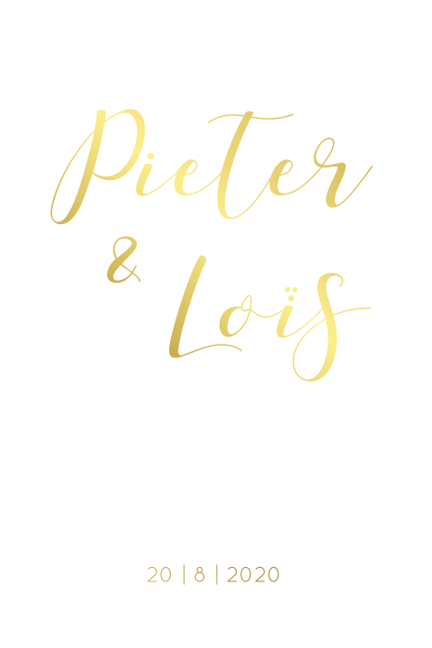 Minimalistisch trouwkaartje met goudfolie