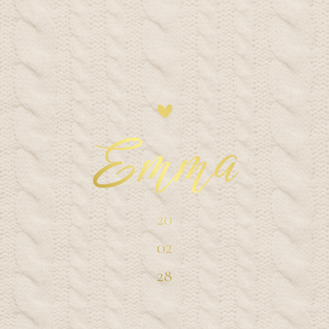 Winters geboortekaartje meisje met goudfolie