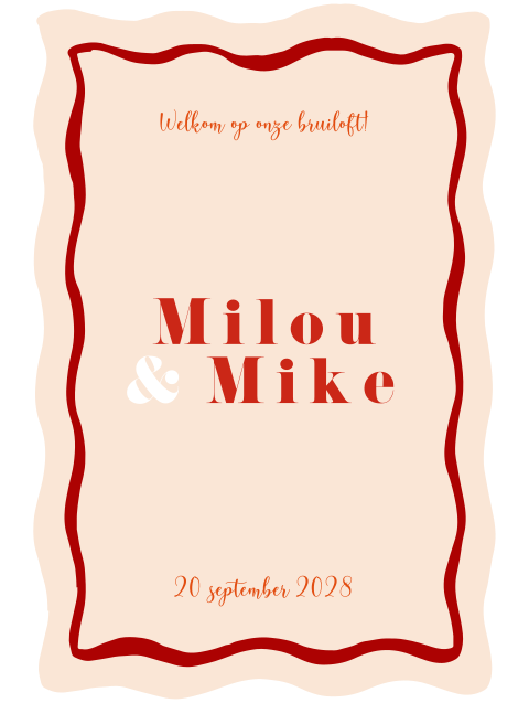 Welkomstbord bijzondere vorm Color Splash