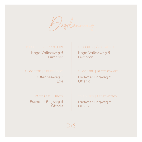 Dagplanning zandkleur vierkant met folie