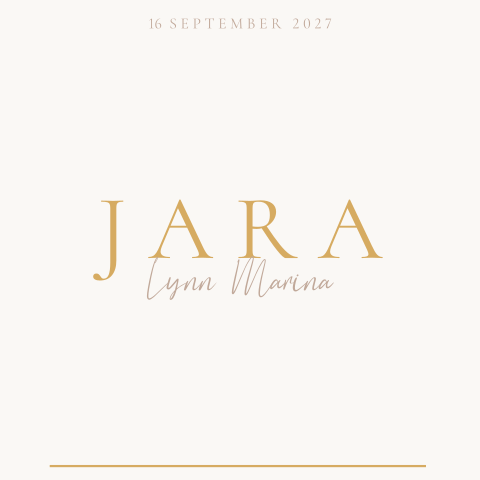 Zandkleur tuinbord meisje met gouden tekst