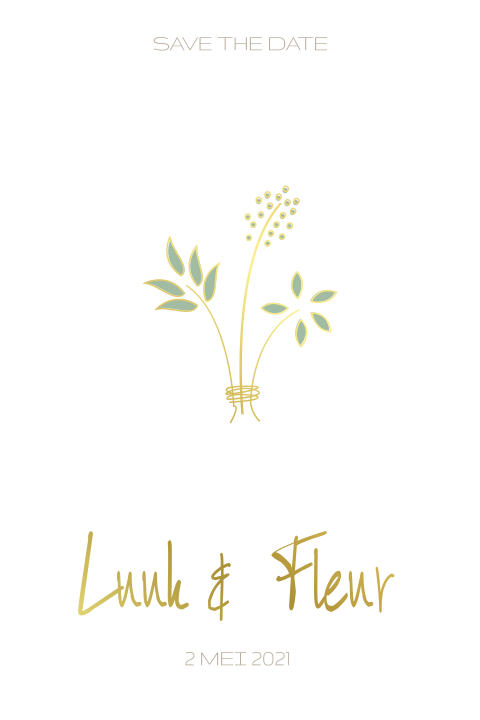 Save the date met getekend bosje bloemen