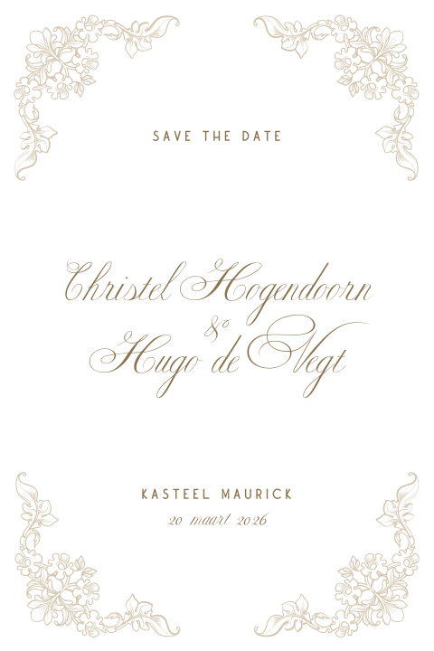 Klassieke Save the Date met sierlijke vormen