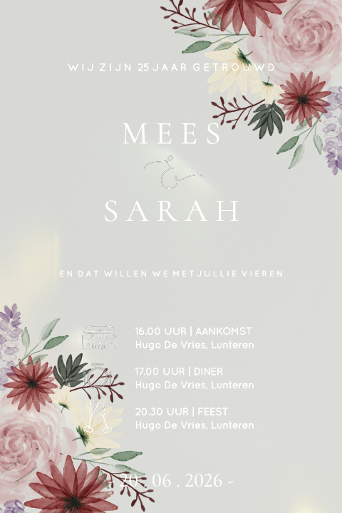 Acryl kaart transparant met bloemen