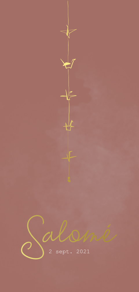 Lief geboortekaartje meisje met kraanvogel hanger