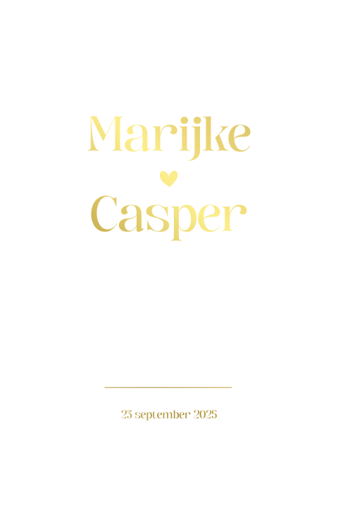Minimalistische wit met goud trouwkaart