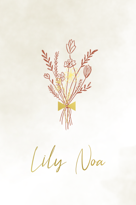 Lief geboortekaartje meisje met goudfolie