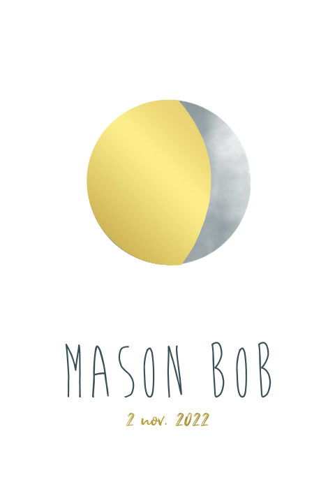 Stoer geboortekaartje jongen maanstand goudfolie