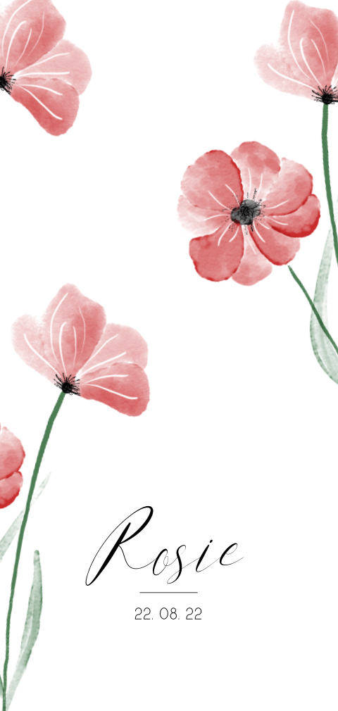 Geboortebloem geboortekaartje augustus - klaproos