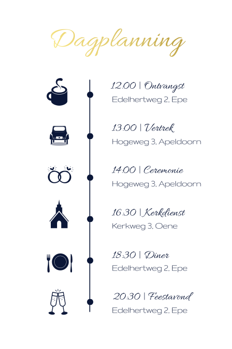 Donkerblauwe dagplanning met goudfolie