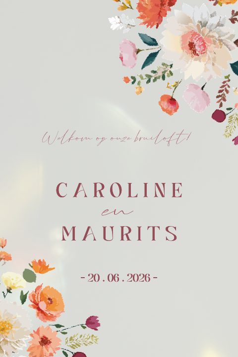 Welkomstbord acryl met bloemen