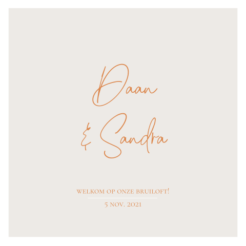 Zandkleur tuinbord met koperkleur tekst