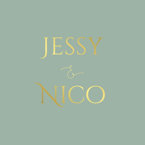 Groene trouwkaart met goudfolie