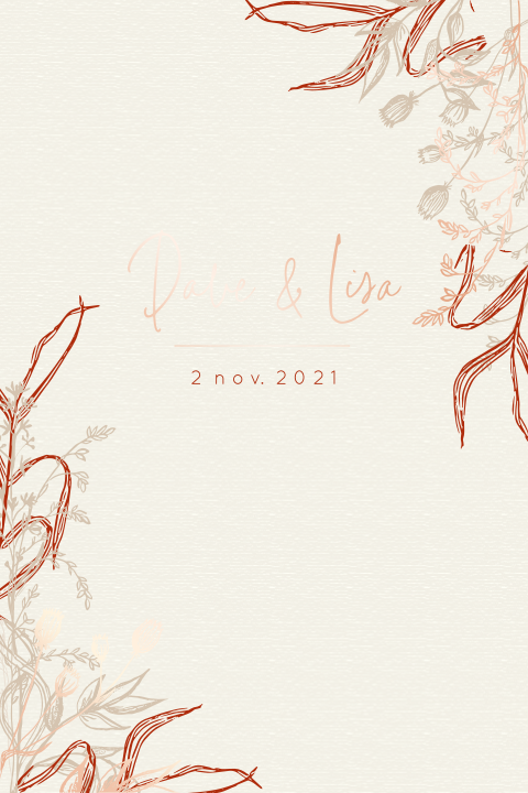 Trouwkaart creme met folie