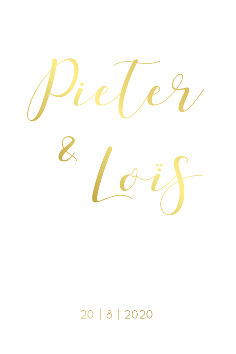 Minimalistisch trouwkaartje met goudfolie