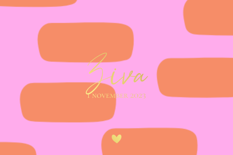 Dubbel geboortekaartje met goudfolie, roze en oranje