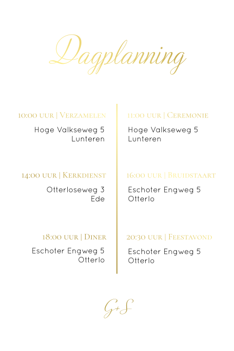 Dagplanning staand zwart goudfolie