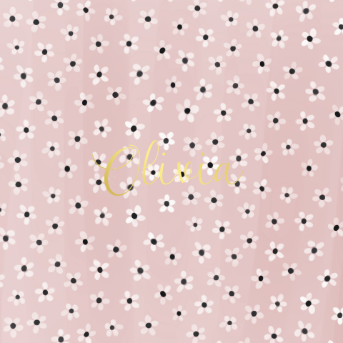 Lief geboortekaartje meisje met bloemen en ronde hoeken