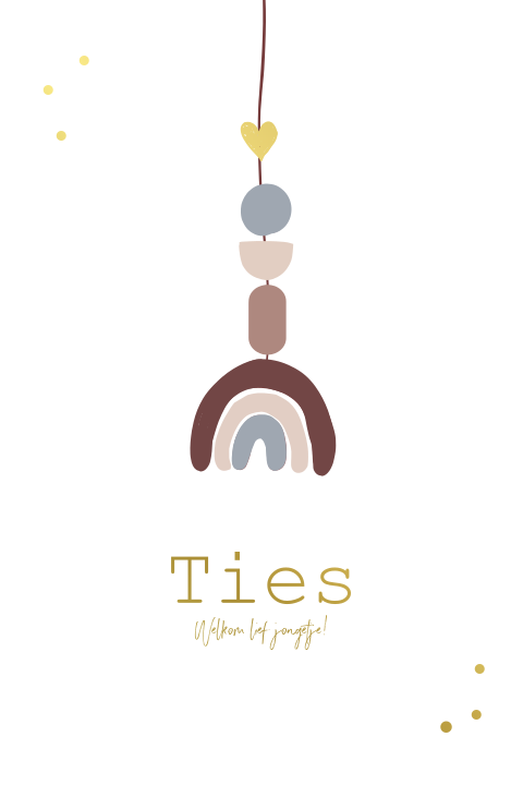 LIef geboortekaartje jongetje met regenboog hanger