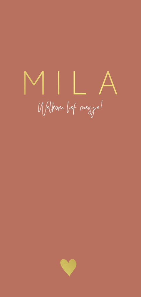 MInimalistisch roze geboortekaartje met goudfolie