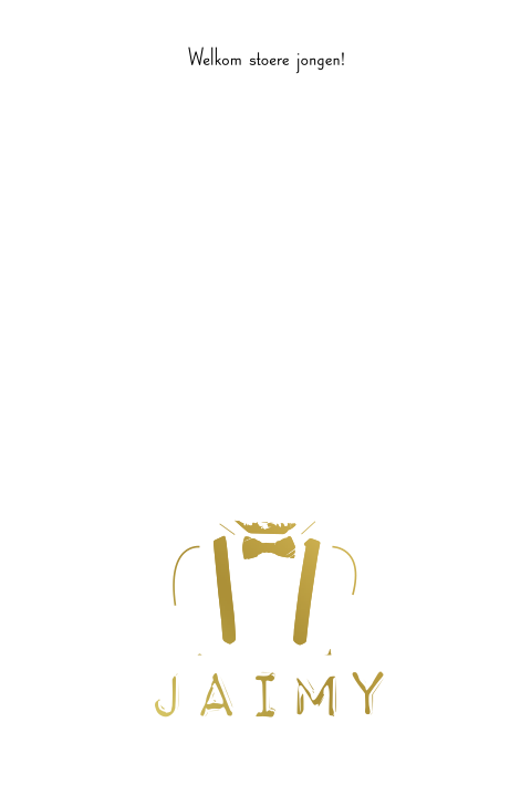 Geboortekaartje met bretels en vlinderstrik